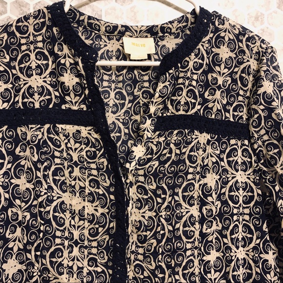 Anthropologie/Maeve Abella Pintuck Patterned Top - Picture 3 of 8